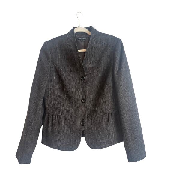 LAFAYETTE 148 New York Wool and Linen Blend Charcoal Gray Dress Jacket - Picture 1 of 8